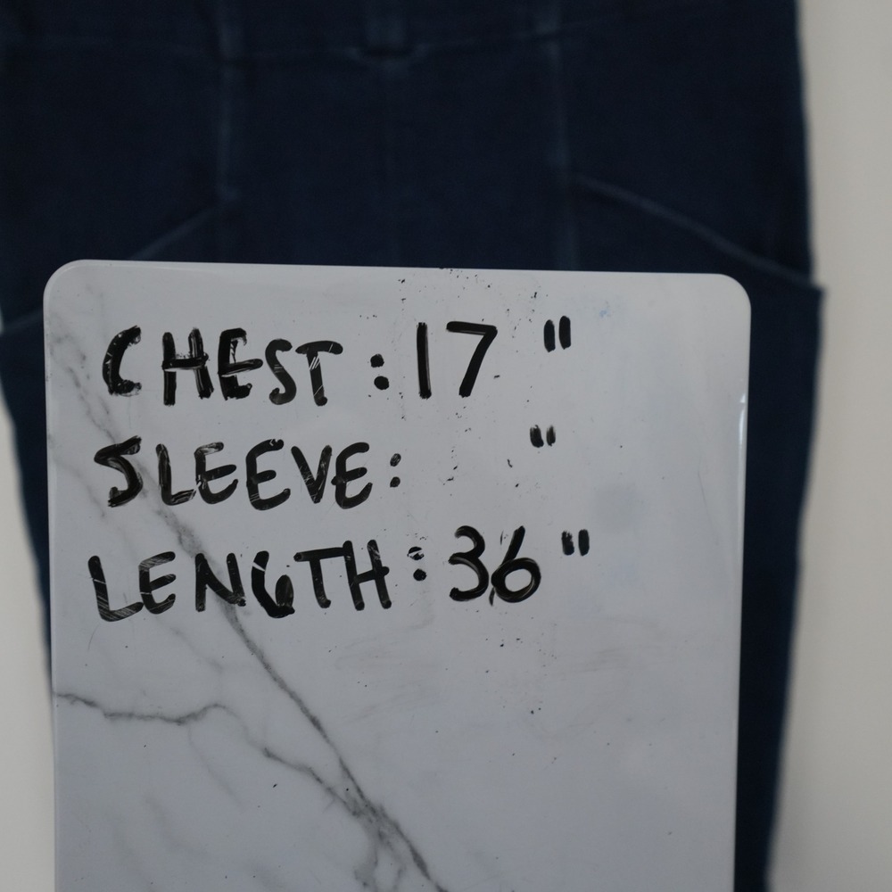 Boden Denim Shift Dress 8R Blue Dark Wash Notched V-Neck Sleeveless Pocket - Picture 5 of 9